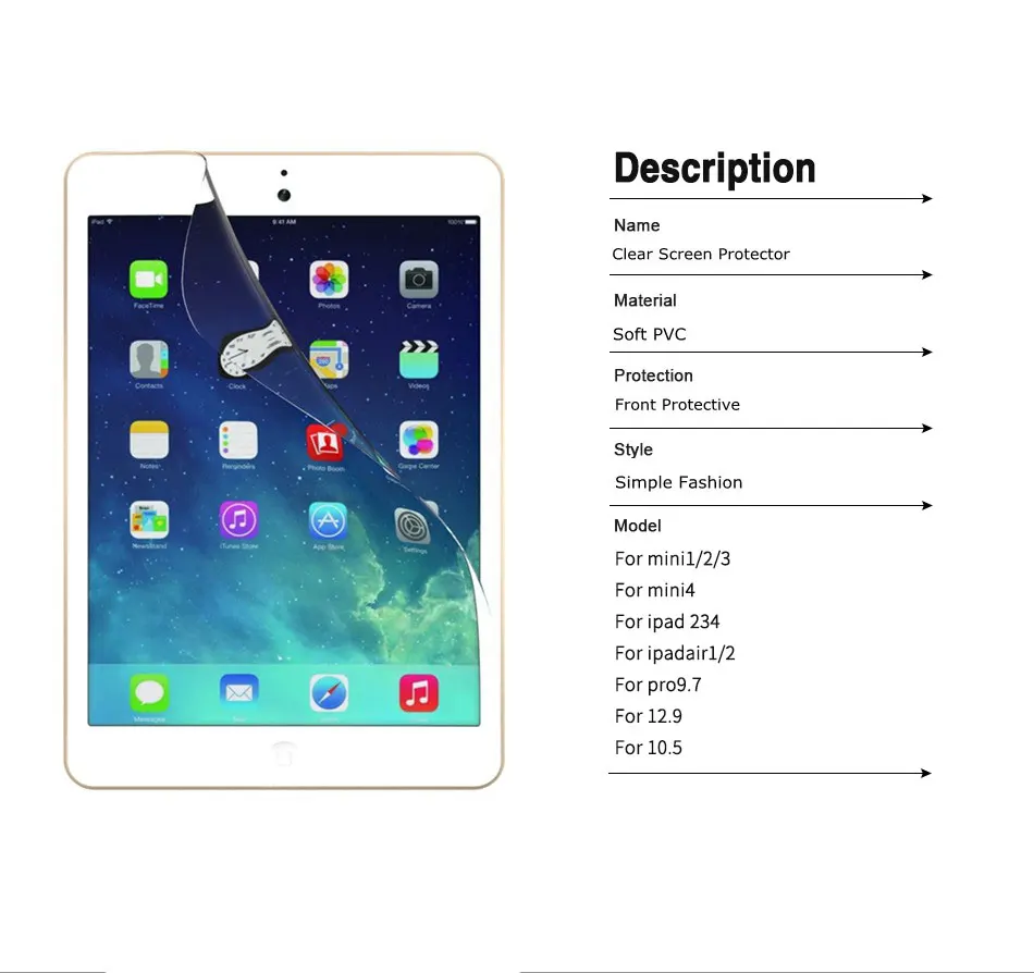 2 упаковки пленки для Apple ipad Pro 10,5 Прозрачная мягкая защитная пленка для переднего экрана Защитная прозрачная пленка для планшета ipad