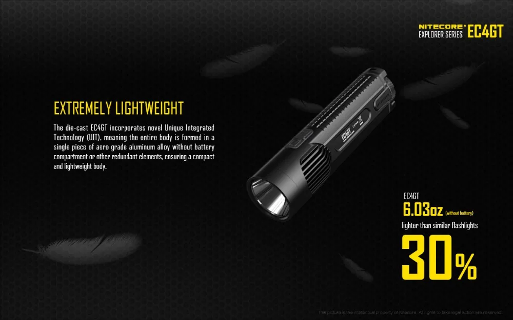 Бесплатная доставка NITECORE EC4GT черный удобный портативный 1000LM эмиттер флэш