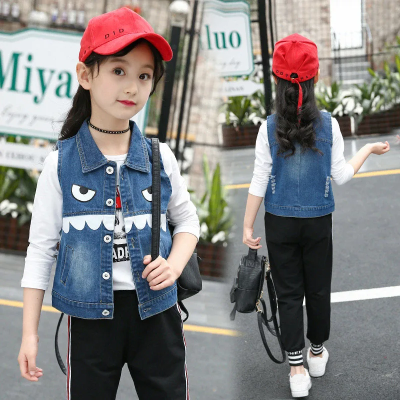 Жилет для девочек коллекция 2019 года весенние жилеты Джинсовая куртка детские