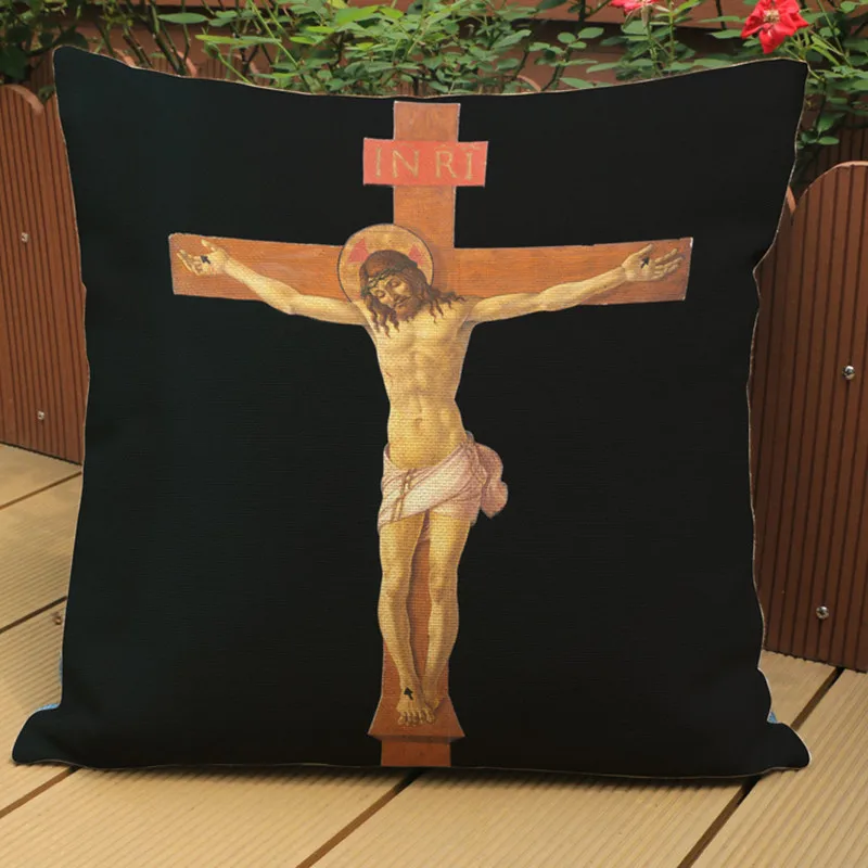 Наволочка для подушки с Иисусом Христа портретом винтажная наволочка крестом
