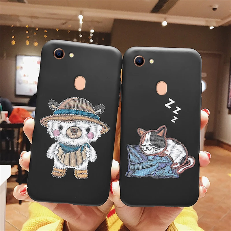 Snzvok Matte TPU Silicone Cartoon Embroidery Soft Phone Case For Vivo X7 X9 X9S X20 Plus X21i X23 V5 V7 V9 Back Cover |