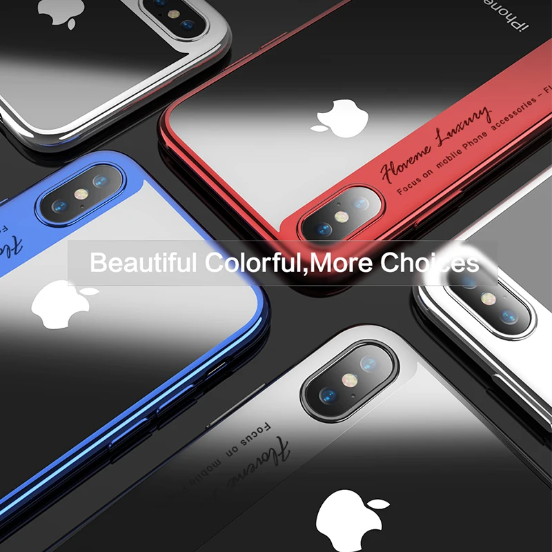 Мягкий прозрачный чехол FLOVEME для iPhone X 7 8 6 6s Plus с золотым покрытием полная задняя