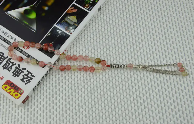 

Elegant Volcano Cherry Quartz bead Islamic musilm 33 prayer beads tashih Rosary beads Misbaha For thanks giving day Holiday gift