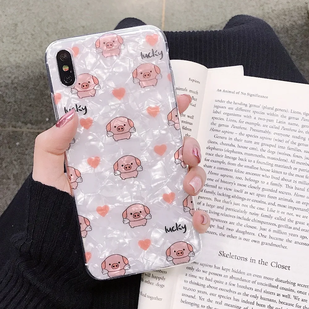 Милый блестящий чехол с рисунком поросенка для телефона iPhone 7 8 Plus чехлы XR XS Max 6 S