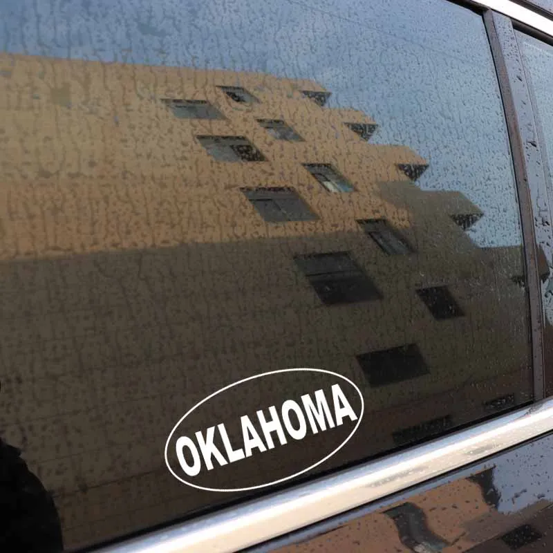 

YJZT 14.9CM*7.9CM OKLAHOMA Oval Vinyl Decal Car Sticker Black Silver C10-01592