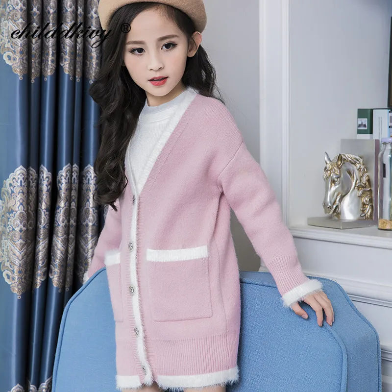 High Quality Children Cardigans 4-14Years Girls Knitted Coat Autumn Baby Sweaters Kids Fashion Long Sleeve Outerwear | Мать и ребенок