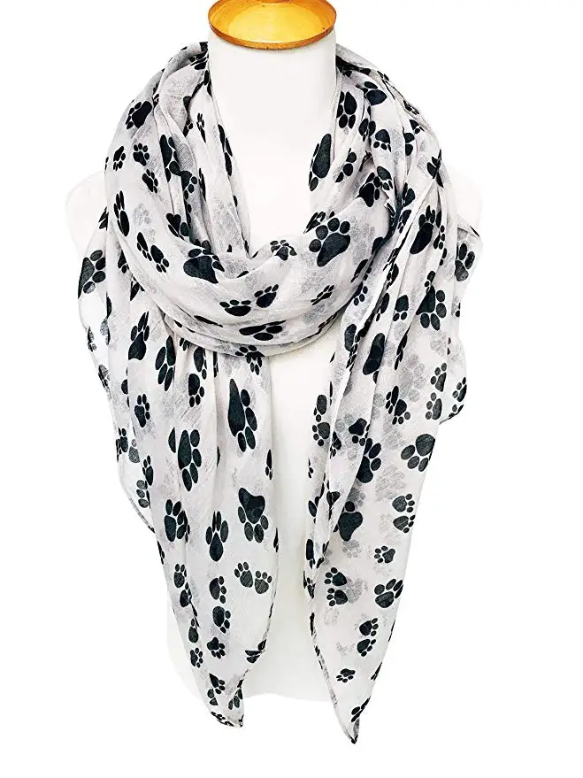 

2020 New Animal Paw Prints Off White Spring Summer Autumn Scarf Gift For Her Womens dog paw Scarves free shipping