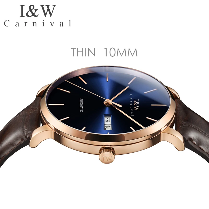 ICH &amp W 2018 Оригинал Herren Mechanische Uhren Carnival Japan Bewegung Automatische Watche Männer Ultra-Dünne 10 мм uhr re |
