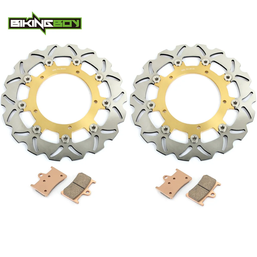 BIKINGBOY For Yamaha FZ6 2007 2008 YZF R6 03 04 Front Brake Discs Disks Rotors + Pads Wave Round Replacement 300mm Motorcycle | Автомобили