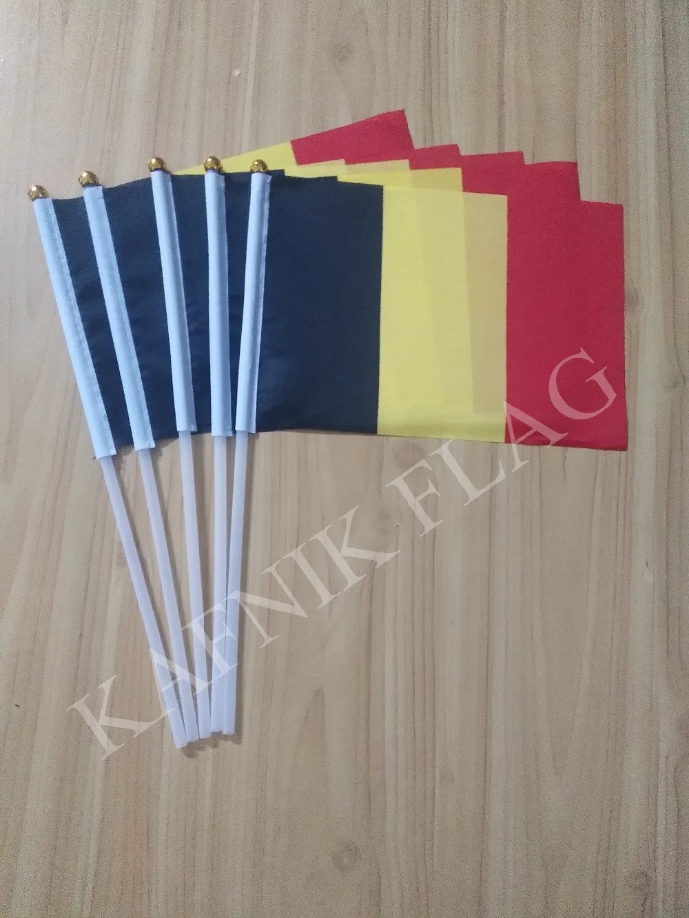 

KAFNIK,5pcs Belgium hand flag with flagpole Free Shipping
