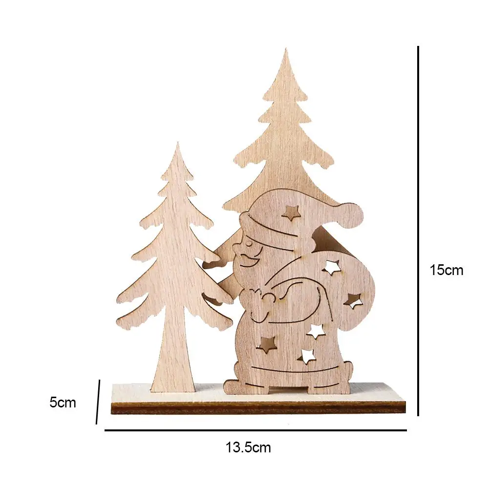 Деревянные рождественские украшения для дома Дерево Санта Клаус креативные