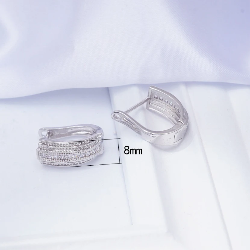 Earings Wedding Party Hoop Earrings for Women White Gold Filled Micro Pave Cubic Zirconia Fashion Jewelry Gift Dropshipping