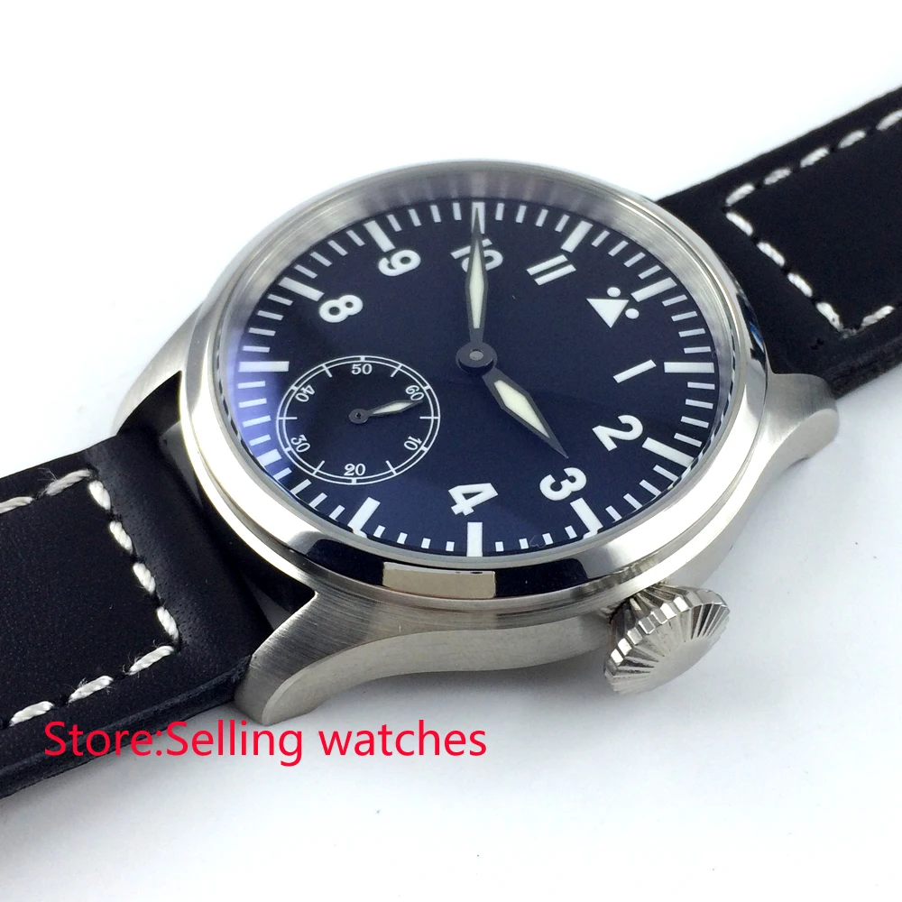 Мужские часы с черным циферблатом parnis 47 мм синим светом 6498|watch men|watch men watchwatch watch |