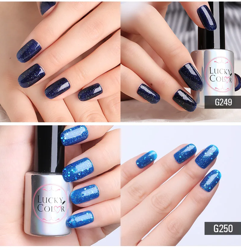 УФ-Гель-лак Lucky color Blue Sky Diamond для дизайна ногтей, впитывающий Гель-лак, светодиодный лак, долговечный, 10 мл, бутылка, 9 цветов