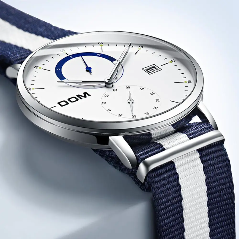 DOM мужские часы от роскошного бренда многофункциональные спортивные кварцевые