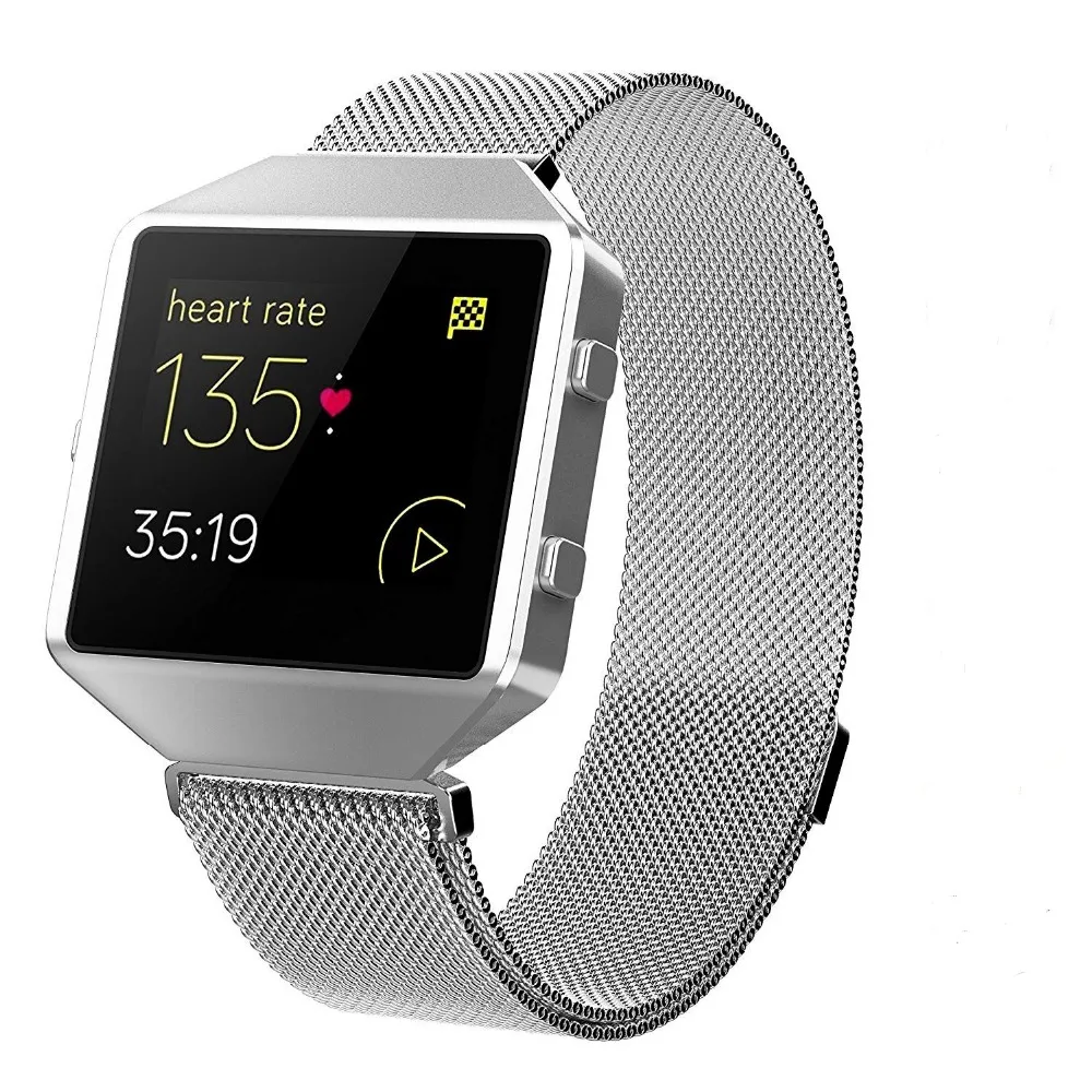 Дизайн металлические звенья+ рамка для fitbit blaze часы трекер ремешок регулируемый ремешок для часов браслет ремешок с оболочкой черный