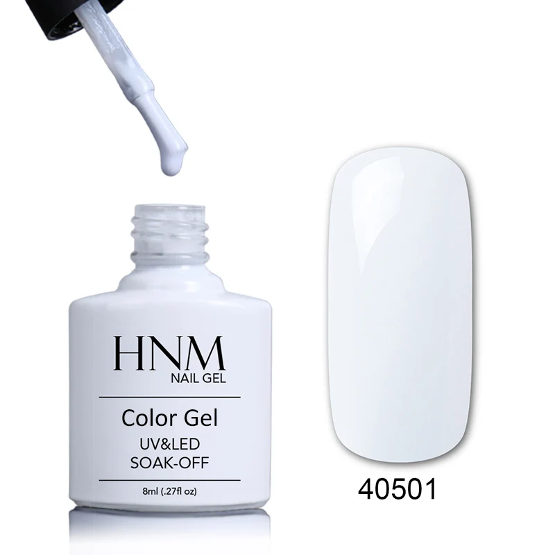 white 40501 HNM Гель-лак для ногтей, цветной флакон, 8 мл, телесный, розовый, красный, полуперманентный базовый топ, грунтовка, гибридный лак для тиснения - Цвет: white 40501