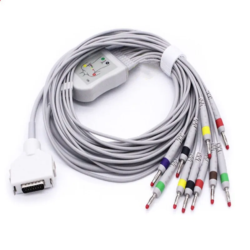 Совместим с Fukuda Denshi FCP 7411 FX 7402/FX 2111 2155/3010/7010 кабель для ЭКГ leadwires 10 leads 4 0 Banana end AHA|cable