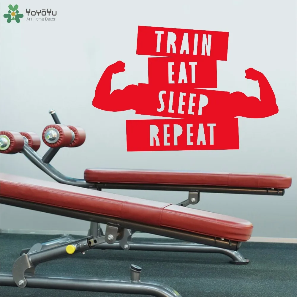 

YOYOYU Wall Decal Fitness Gym Wall Stickers Quotes Train Eat Sleep Repeat Art Decor Boys Motivational Home Removable Mural SY807