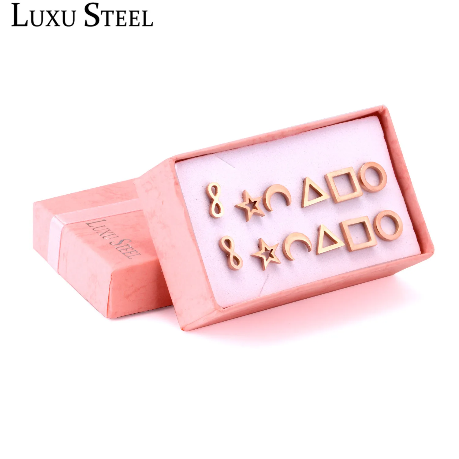 LUXU стальные геометрические серьги гвоздики из розового золота нержавеющей стали