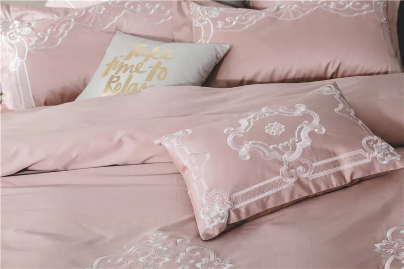 Розовый роскошный набор постельных принадлежностей из египетского хлопка с