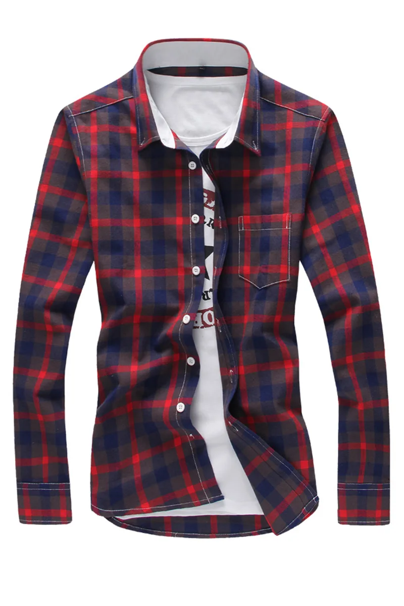 Мужские рубашки в клетку с длинными рукавами, размеры s, m, XL, 4XL, 5XL, синие, красные, зеленые модные деловые популярные мужские рубашки, выбор удобной одежды - Цвет: hong ge