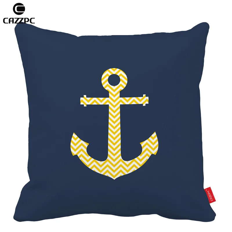 Морской якорь темно желтый Шеврон узор Подушка обе стороны украшения печати