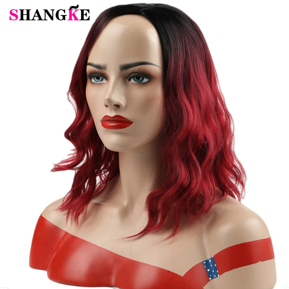 Накладные волосы SHANGKE короткие искусственные цвет красный синий розовый черные