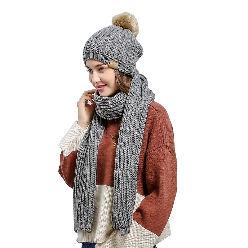 RUNMEIFA новый дизайн шарф и шапка для женщин Зимний теплый акриловый шапочки Femme