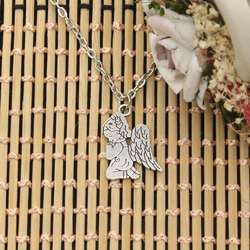 Новая Мода тибетский серебряный кулон Pray Angel чокер Шарм короткое длинное DIY ожерелье по Заводской Цене ювелирные изделия ручной работы - Окраска металла: cross chain