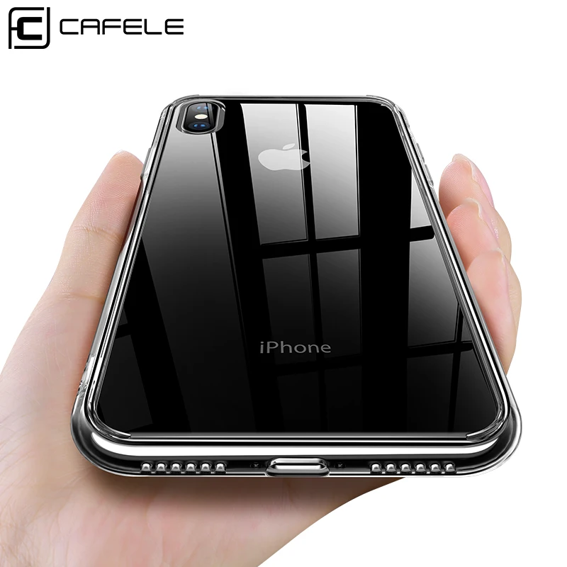 Чехол для телефона Cafele из закаленного стекла iPhone XS MAX стекло и края ТПУ прозрачный