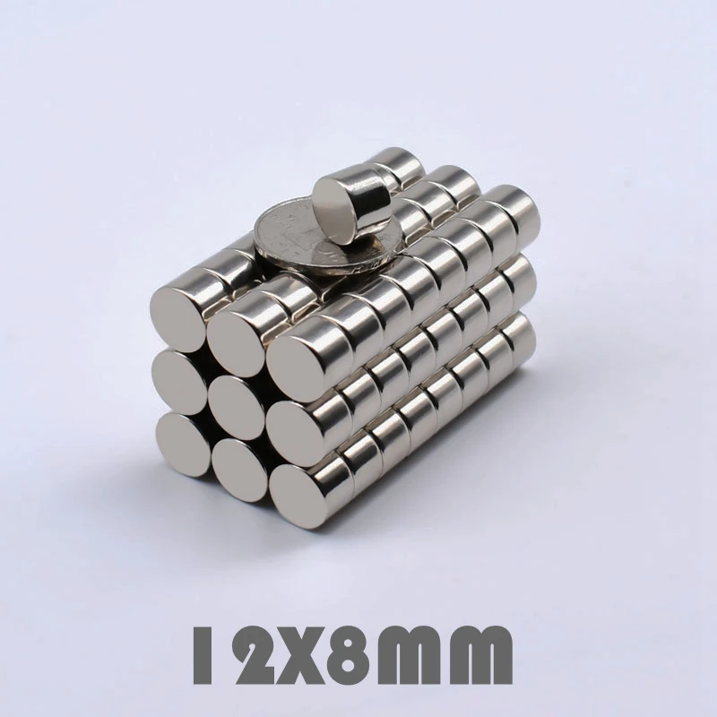 20/50/100 шт 12x8 мм неодимовый сильный магнит круглый N35 12*8 поисковый редкоземельных