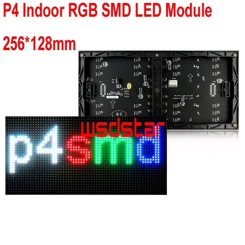 P4 внутренний RGB SMD светодиодный модуль 256*128 мм 64*32 пикселя для Полноцветного