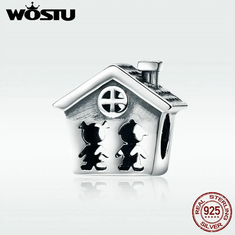 WOSTU Аутентичные 925 пробы Серебряный совершенство сладкий дом семья вместе