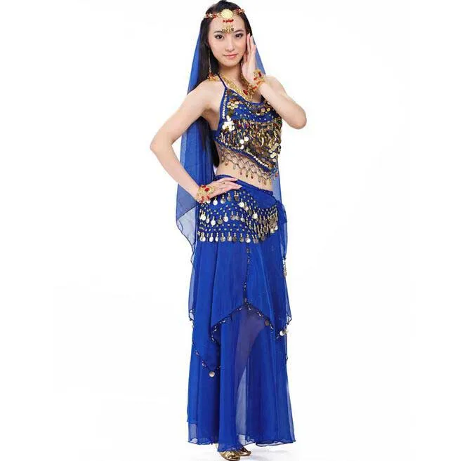 Dark Blue Живота Танцы костюм Болливуд Танцы набор Восточный Костюмы женские индийские платье для танцев пикантные Для женщин Bolly Танцы r одежда, партиями по 5 шт./компл - Цвет: Dark Blue