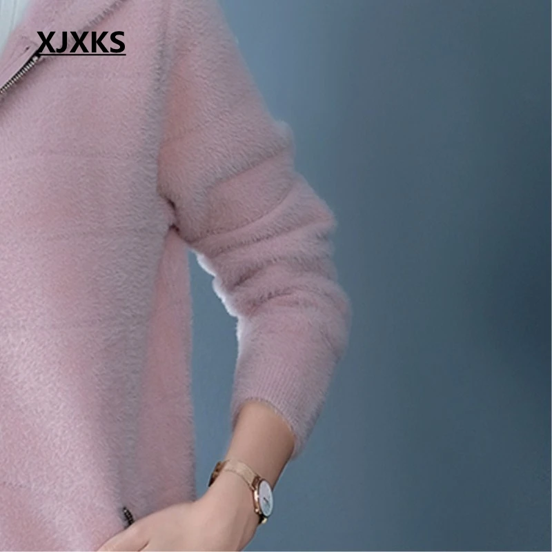 XJXKS Casaco Feminino осенняя куртка женская одежда удобные женские пальто с капюшоном и