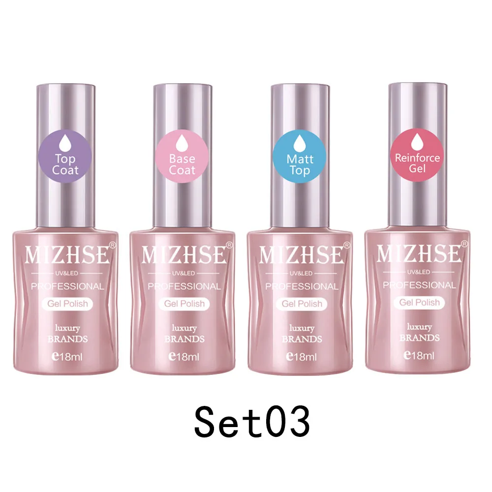 MA-Set03 MIZHSE набор УФ-гелей для маникюра Esmaltes Permanentes матовая основа верхнее покрытие для ногтей усиленный клей лаки для ногтей - Цвет: MA-Set03