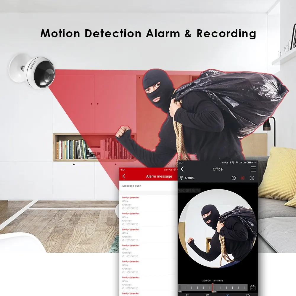 ZOSI 3MP Крытая Беспроводная панорамная ip-камера 360 градусов WiFi камера, сигнализация движения, двухстороннее аудио, ИК ночное видение, TF слот