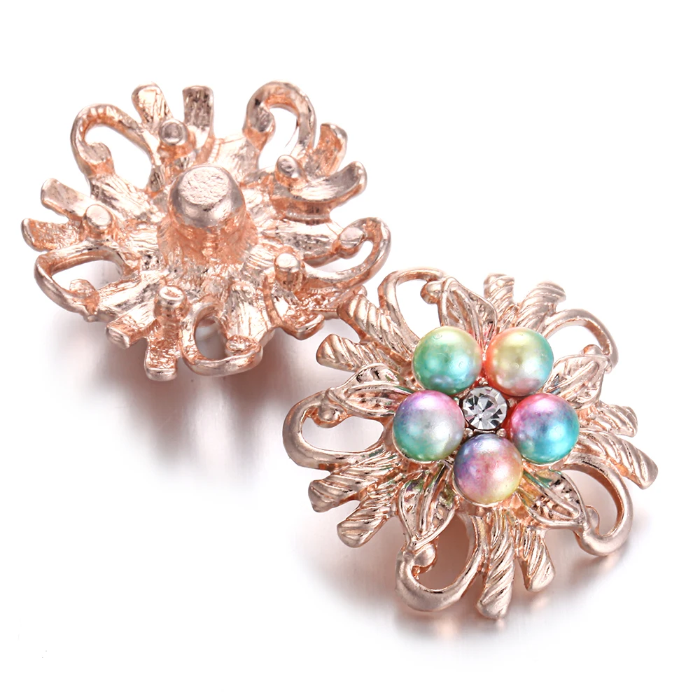 6 шт./партия Новые 18 мм Металлические кнопки золотой Цветной Цветок украшение с