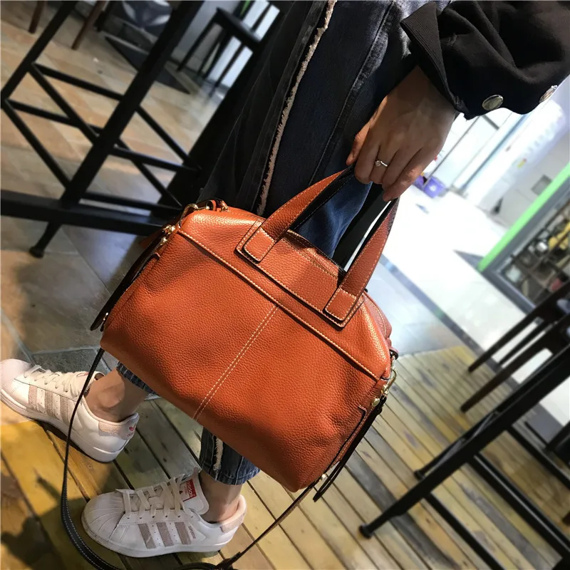 brown Известный бренд, Настоящая Натуральная кожа, сумка через плечо, роскошные сумки, женские сумки, дизайнерские винтажные большие повседневные сумки, женская сумка - Цвет: brown