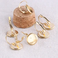 onwear 5pairs gold plated stainless steel lever back earring base findings 12mm dia blank cabochon settings diy accessories