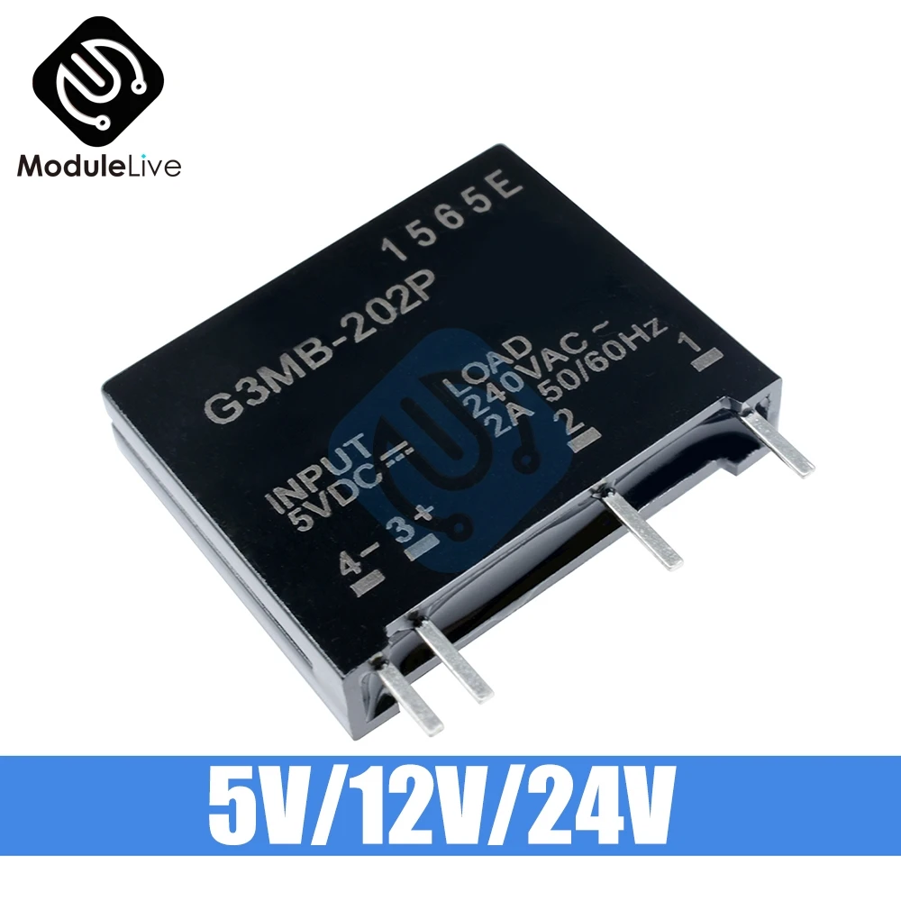G3MB 202P DC AC 5V 12V 24V релейная Модульная плата PCB SSR In Out 240V 2A твердотельное реле для