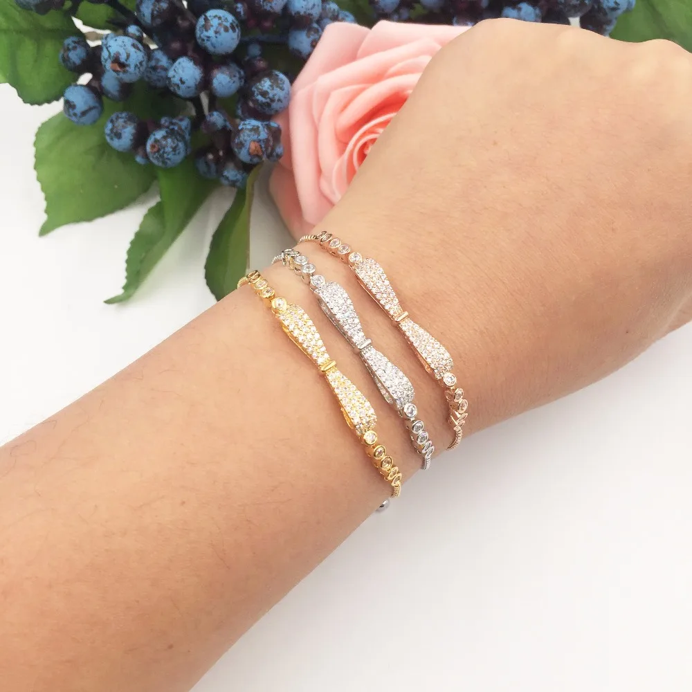 Женский браслет с бантом Элегантный регулируемый фианитом SL445 Pulsera |
