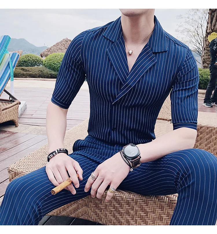 Двубортный костюм; летний костюм; Mariage Homme; цвет черный, белый, серый, синий; костюм в полоску; Uomo Trajes De Hombre