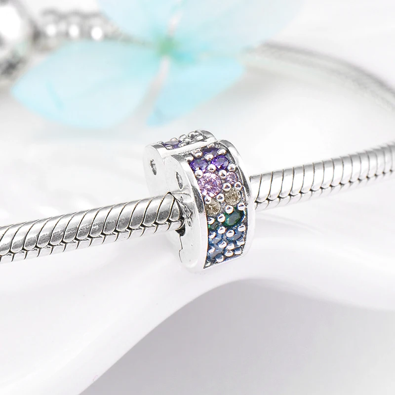 Multicolor heart shape 925 Sterling Silver clips Lock beads Fit Original Pandora Charm Bracelet Jewelry making 2018 | Украшения и