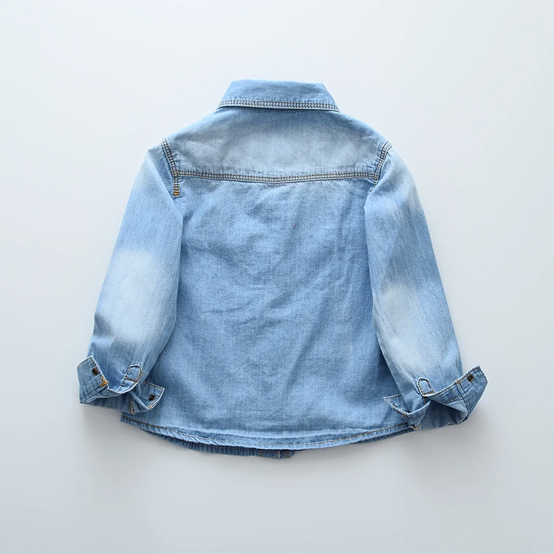 Детская джинсовая рубашка с длинным рукавом вышивкой | Мать и ребенок