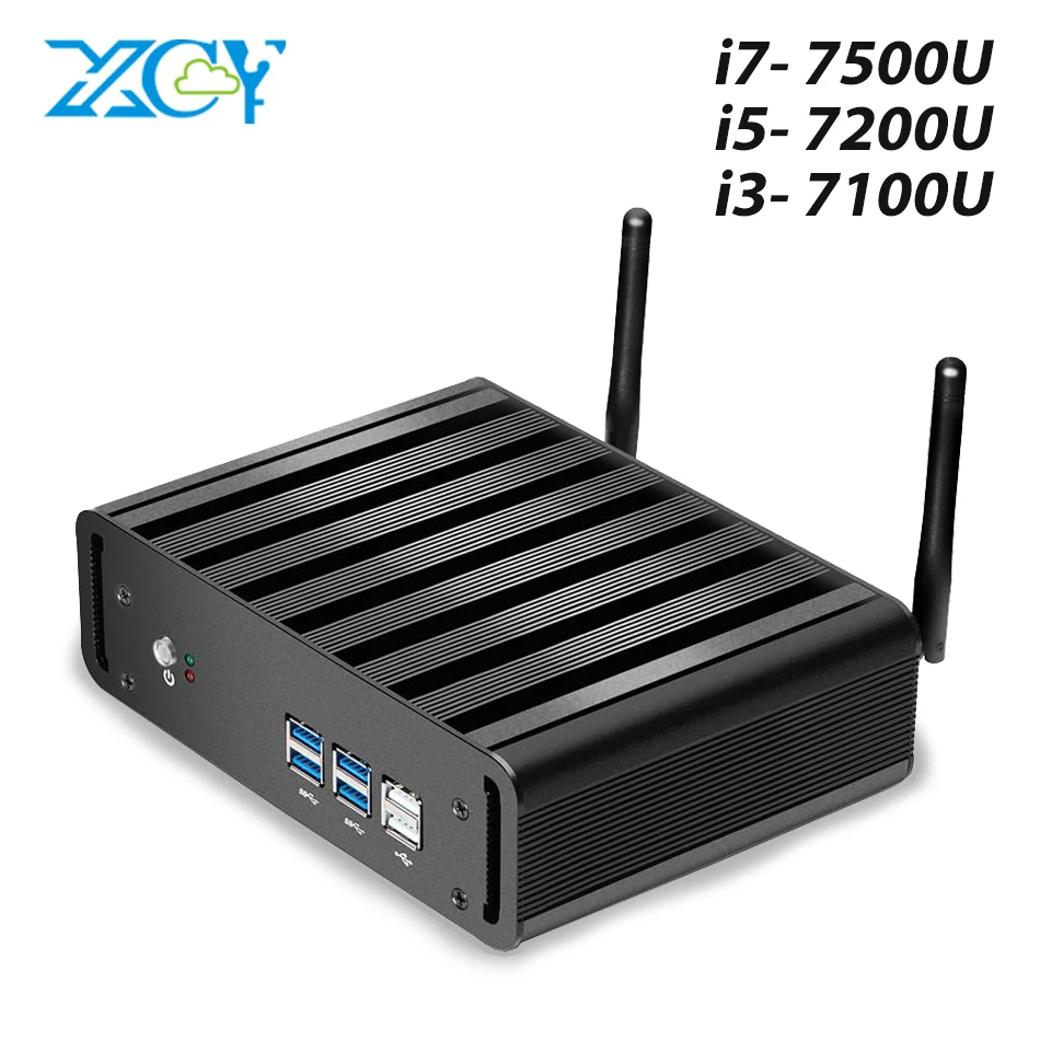 XCY мини-ПК i7 7500U i5 7200U i3 7100U Windows 10 компактный настольный ПК в формате 4K UHD, HTPC HDMI 300 м Wi-Fi i7 Micro комп
