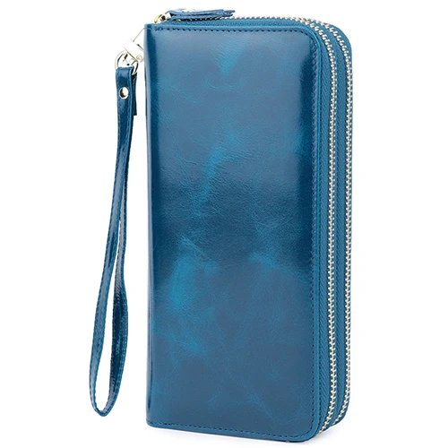 Royal Blue COMFORSKIN Бренд Натуральная масло воск кожа двойной отсек Женский кошелек женский европейский и американский кошельки Carteras Mujer - Цвет: Royal Blue