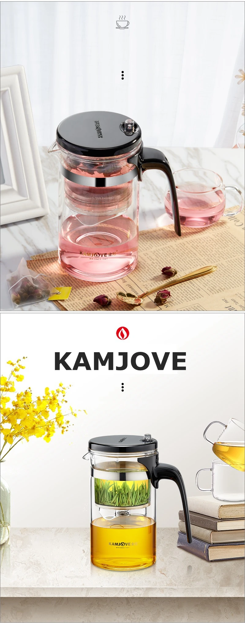 Kamjove Съемный и моющийся чайник, качественный элегантный чайник, термостойкий чайник, чайный набор, тонкая чашка, художественный чайник
