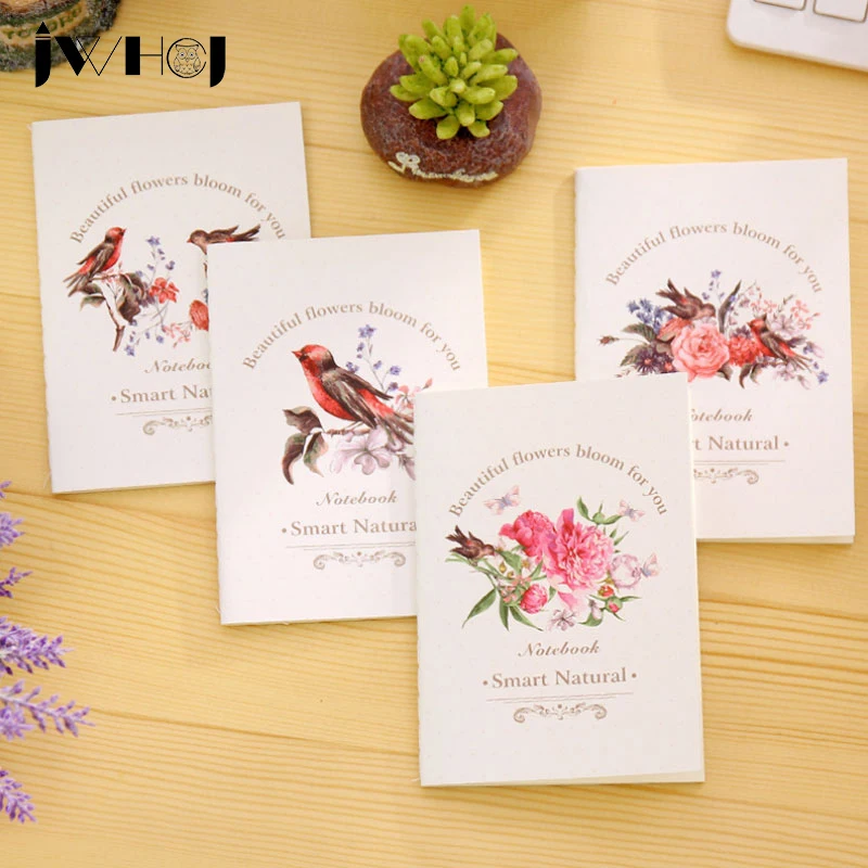 1 x птицы и цветы портативный мини блокнот дневник наличные книги кавайный